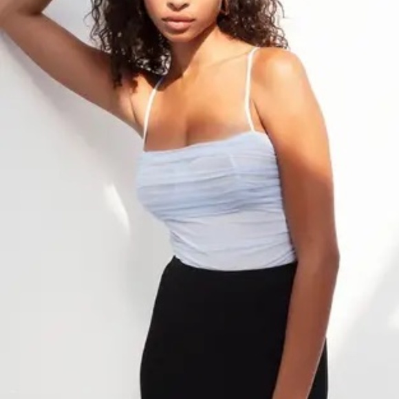 NWOT Aritzia Babaton Luxor Ruched Bustier Mesh Bodysuit - Picture 7 of 11